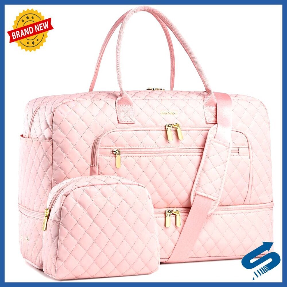 Large Travel Duffle Bag with Wet Pocket, 35L Capacity, 11 Pockets, Carry-On